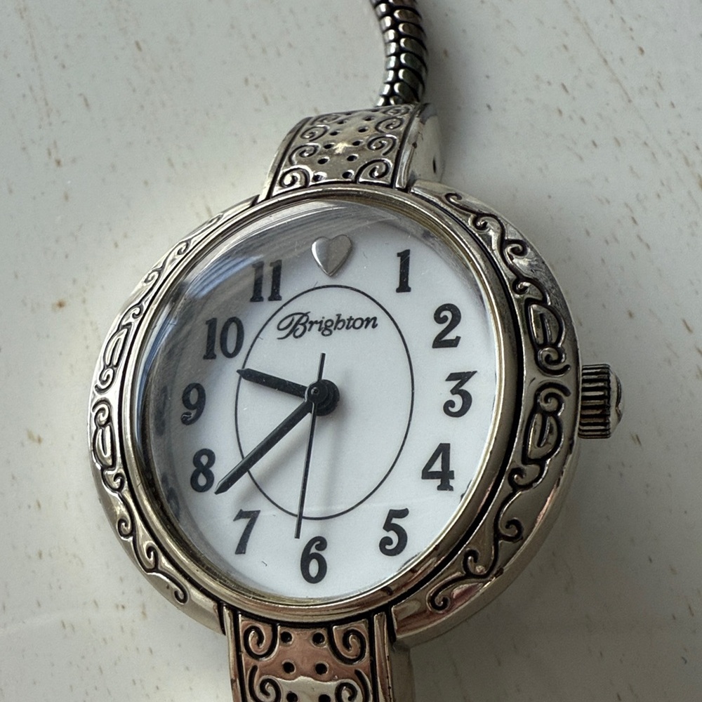 Brighton Silver Watch with Intricate Design
